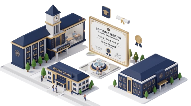 Ilustrasi Universitas Widya Gama Malang dan sertifikat kegiatan